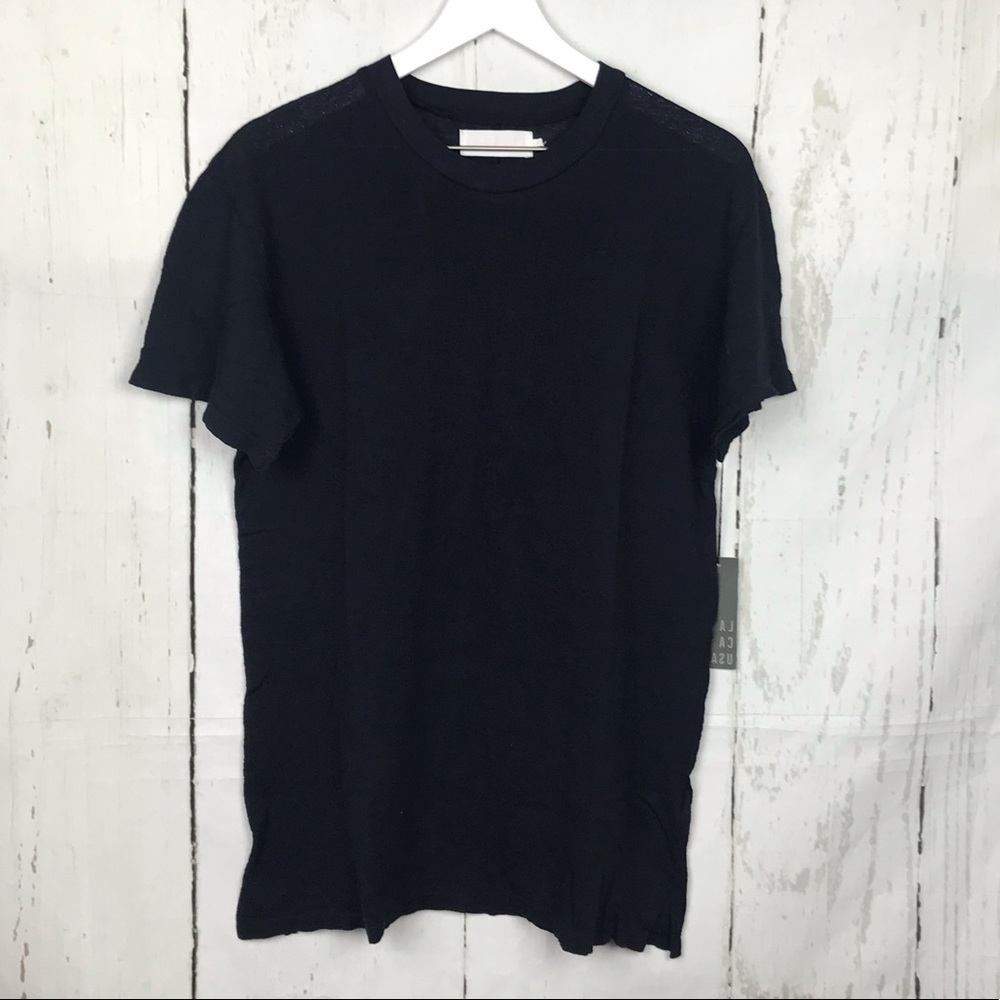 LACAUSA Beau Black Short Sleeve Gauze Tee Women Sz XS